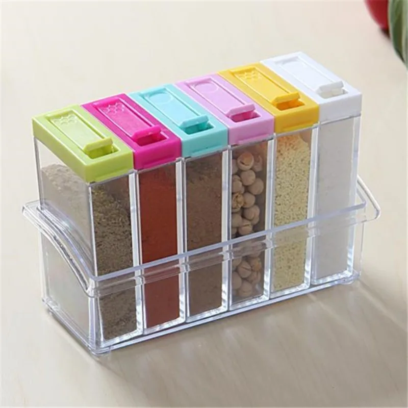 Kitchen Appliances Organizer - 투명 조미료 6 그리드 조미료 상자