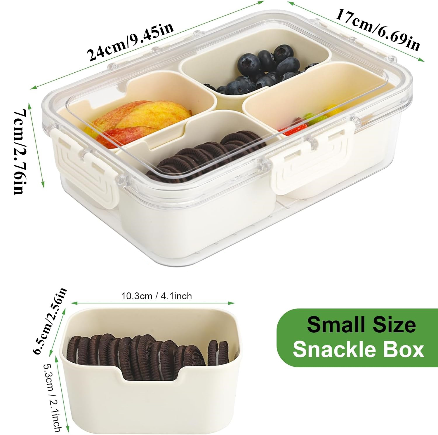 휴대용 식품 보관함, 스낵 보관함, 뚜껑이 있는 4칸, - Kitchen Appliances Organizer 리뷰 및 가격