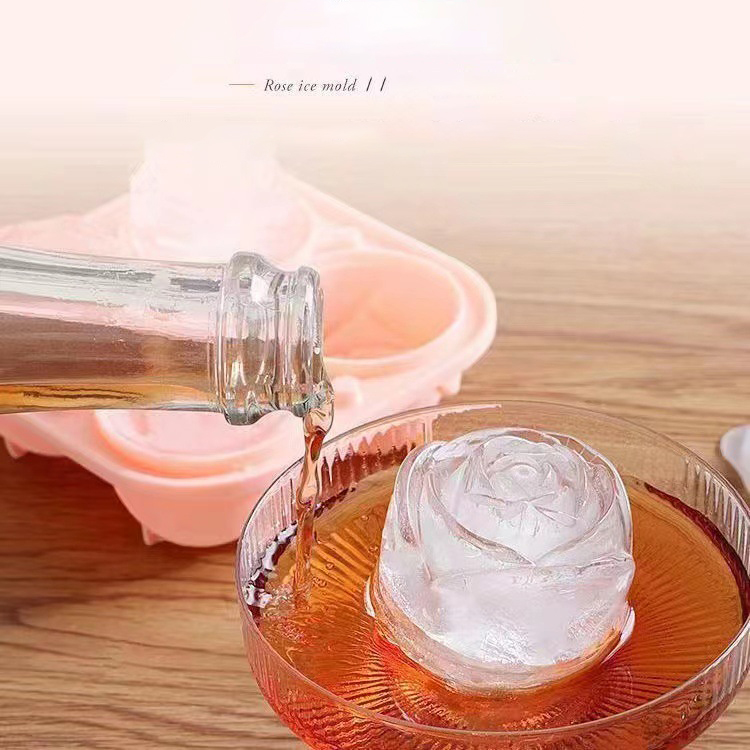 3D 로즈 아이스 몰드 4 홀 아이스 큐브 트레이 몰드 - Kitchen Appliances Shelves 리뷰 및 가격