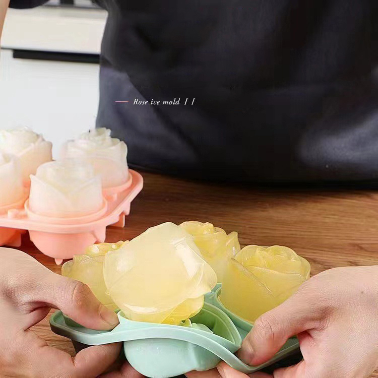 3D 로즈 아이스 몰드 4 홀 아이스 큐브 트레이 몰드 - Kitchen Appliances Shelves 리뷰 및 가격