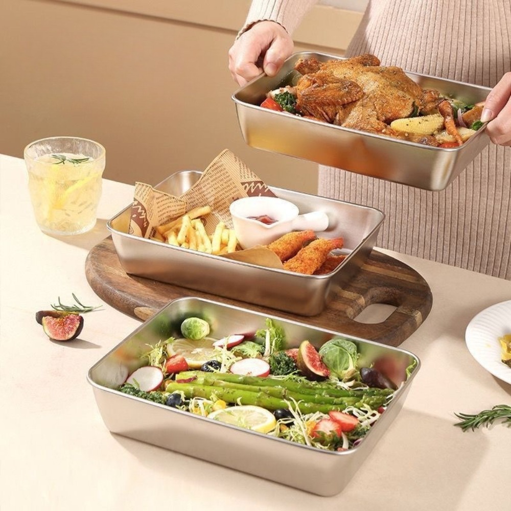 식품 등급 스테인리스 스틸 서빙 트레이(뚜껑 포함),  - Kitchen Appliances Organizer 리뷰 및 가격