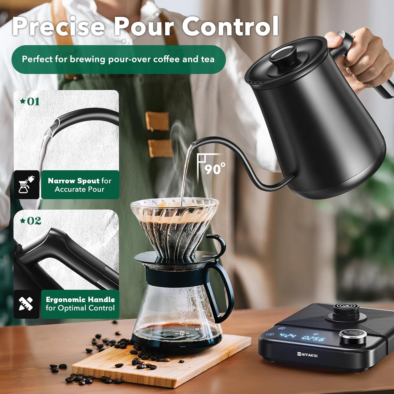 구즈넥 전기 주전자 ±1도 정밀 온도조절 기능 포함 ℉ - Electric Kettle Gooseneck 리뷰 및 가격